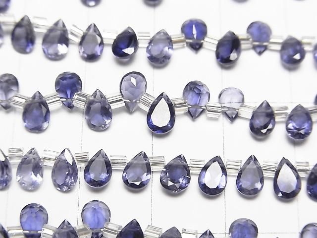 【動画】宝石質アイオライトAAA ペアシェイプ ファセットカット6×4mm 1連(18粒) サムネイル2