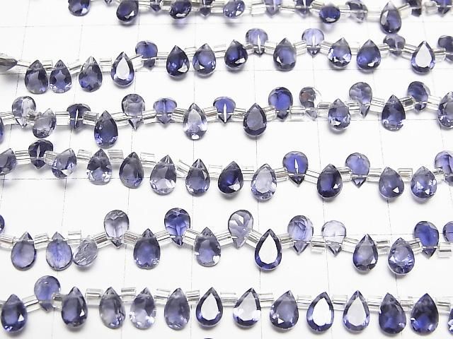 【動画】宝石質アイオライトAAA ペアシェイプ ファセットカット6×4mm 1連(18粒) サムネイル3