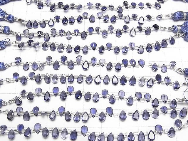 【動画】宝石質アイオライトAAA ペアシェイプ ファセットカット6×4mm 1連(18粒) サムネイル4