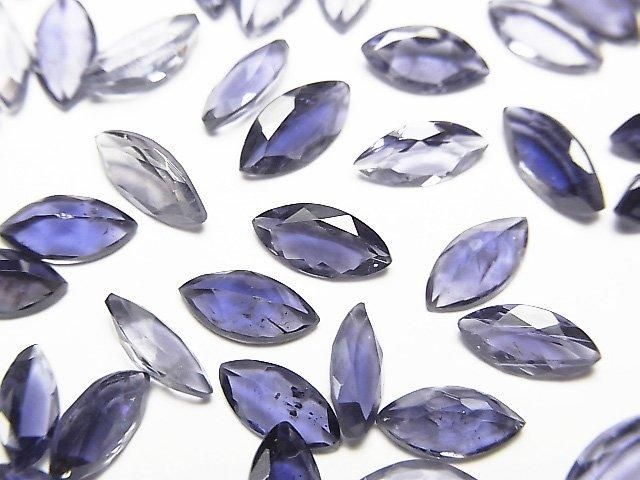 【動画】宝石質アイオライトAAA ルース マーキスファセットカット8×4mm 5粒の画像
