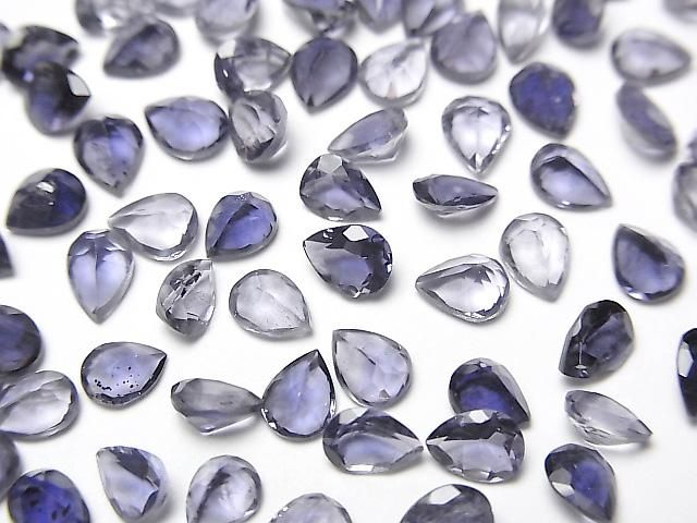 【動画】宝石質アイオライトAAA ルース ペアシェイプファセットカット5×4mm 5粒の画像