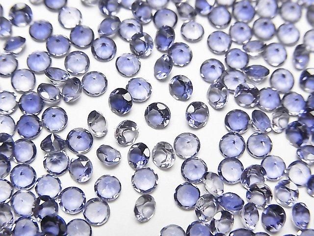 【動画】宝石質アイオライトAAA ルース ラウンドファセットカット3×3mm 10粒の画像
