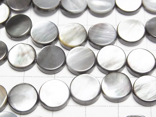 高品質ブラックシェル(黒蝶貝)AAA フラットコイン10×10×3mm 1連(約37cm) サムネイル2