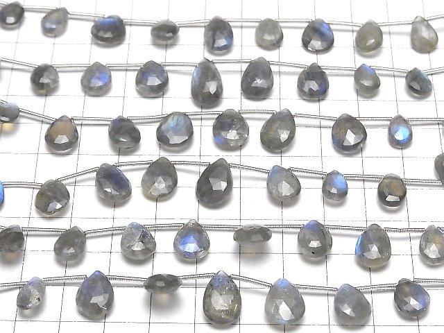【動画】宝石質ブルーラブラドライトAA++ ペアシェイプ ブリオレットカット 1連(約17cm) サムネイル4