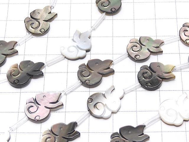 高品質ブラックシェル(黒蝶貝)AAA うさぎシェイプ18×13×2mm 半連/1連(約14粒) サムネイル3
