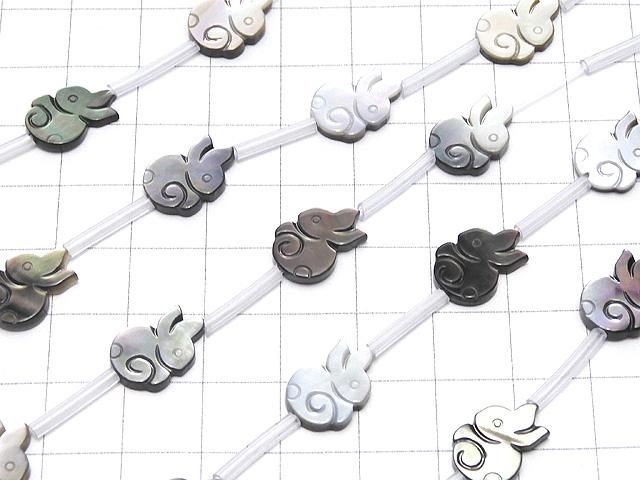 【動画】高品質ブラックシェル(黒蝶貝)AAA うさぎシェイプ14×10×2mm 半連/1連(約14粒) サムネイル3