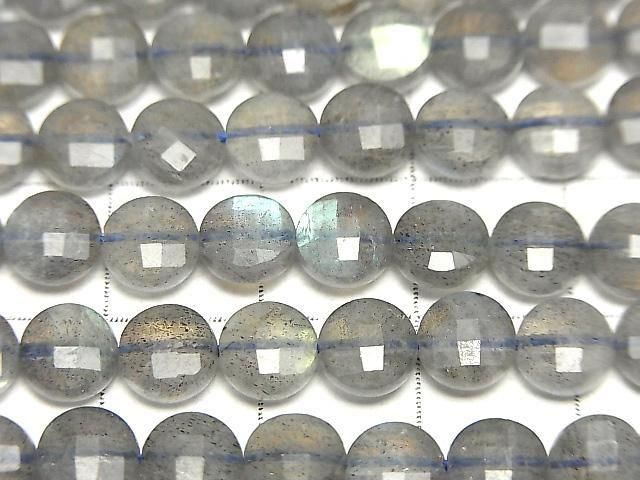 【素晴らしい輝き】ラブラドライトAA++ コインカット6×6×3.5mm 1連(約36cm) サムネイル2