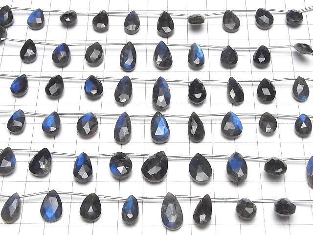 【動画】宝石質ブラックラブラドライトAA++ ペアシェイプ ブリオレットカット 1連(約16cm) サムネイル4