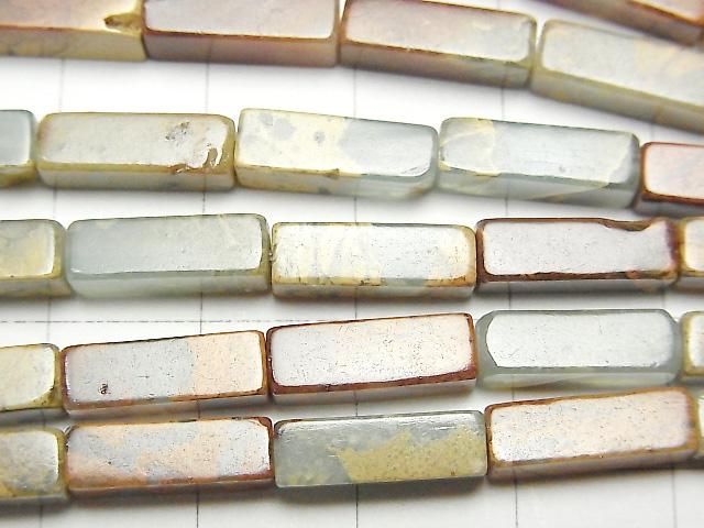 【動画】インプレッションストーン 4面チューブカット13×4×4mm 1連(約36cm) サムネイル2