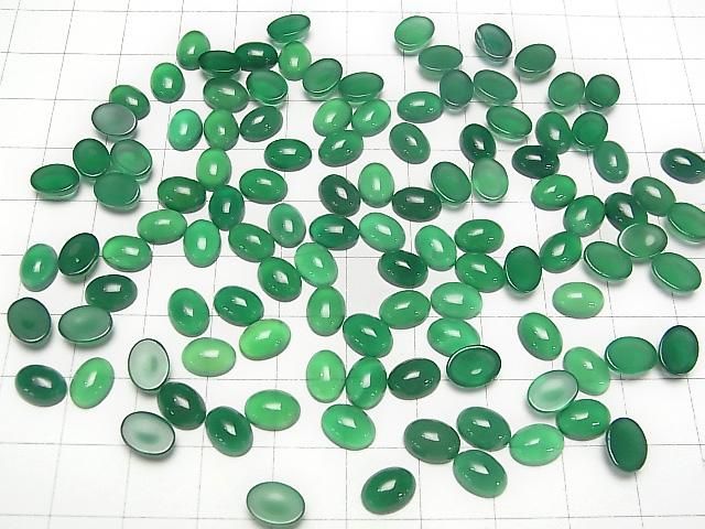 グリーンオニキスAAA オーバル カボション8×6mm 10個 サムネイル4