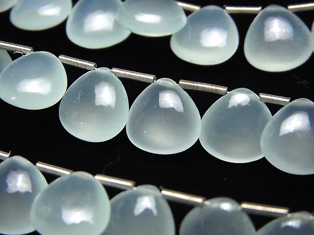 宝石質シーブルーカルセドニーAAA　マロン（プレーン）10×10mm　半連/1連（約17cm）の写真