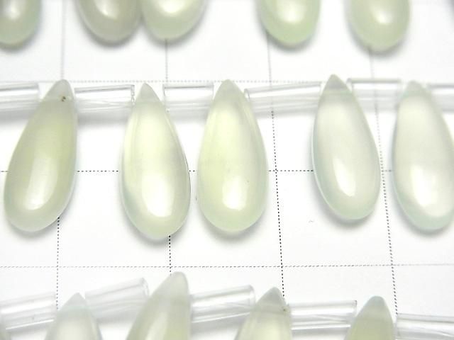 【動画】宝石質ライトグリーンカラーカルセドニーAAA ペアシェイプ(プレーン)15×6mm 半連/1連(約14cm) サムネイル2
