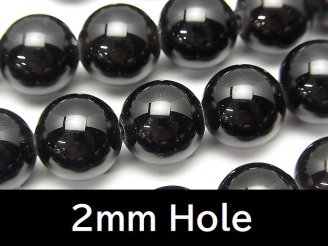 チベット産モリオン（黒水晶）AAA　ラウンド12mm　【2mm穴】　半連/1連（約37cm）