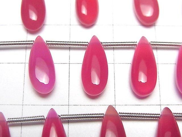 【動画】宝石質フューシャピンクカルセドニーAAA ペアシェイプ(プレーン)15×6mm 1連(12粒) サムネイル2