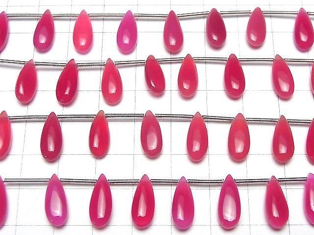 【動画】宝石質フューシャピンクカルセドニーAAA ペアシェイプ(プレーン)15×6mm 1連(12粒) サムネイル3