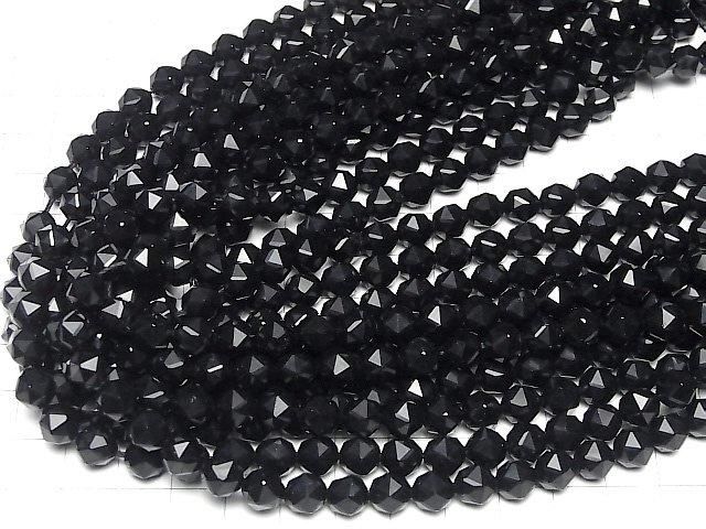 【素晴らしい輝き】オニキスAAA スターラウンドカット8mm 1連(約36cm) サムネイル4