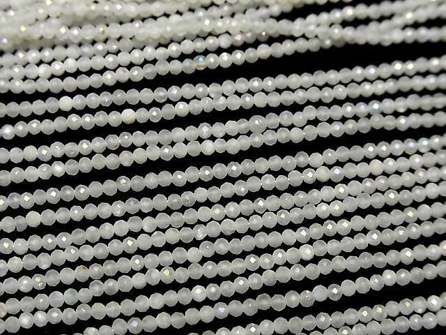【動画】【素晴らしい輝き】ホワイトムーンストーンAAA 極小ラウンドカット2mm ABコーティング 1連(約36cm) サムネイル3