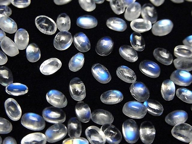 【動画】宝石質レインボームーンストーンAAA オーバル カボション5×3mm 5個 サムネイル3