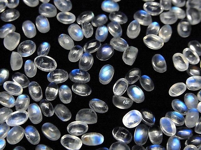 【動画】宝石質レインボームーンストーンAAA オーバル カボション5×3mm 5個 サムネイル4