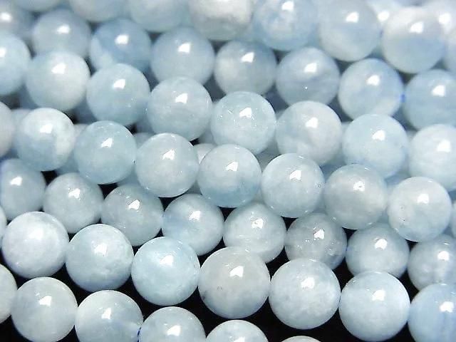 動画】アクアマリンAA ラウンド6mm 半連/1連(約36cm) - 天然石