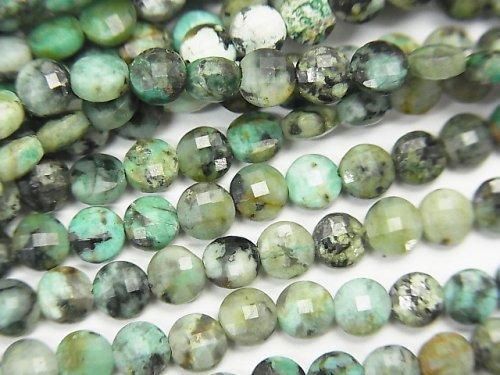 【素晴らしい輝き】アフリカンターコイズ コインカット4×4×2mm 1連(約37cm)の画像