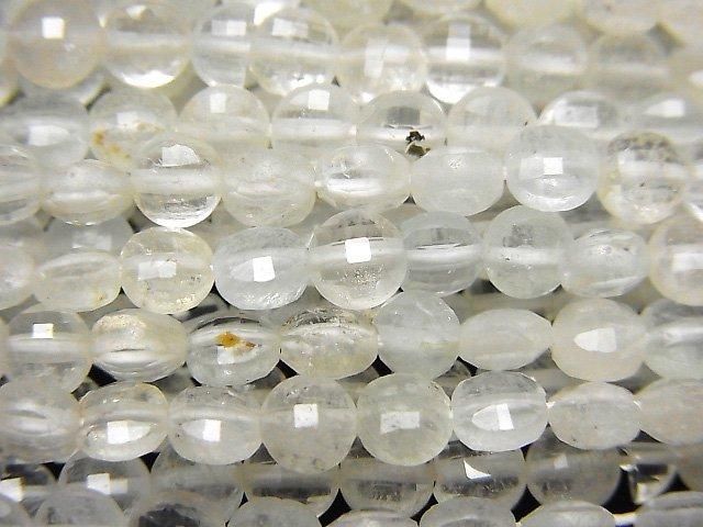 【素晴らしい輝き】天然ホワイトトパーズAA+ コインカット4×4×2mm 1連(約30cm)の画像