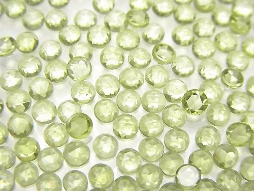 【動画】宝石質ペリドットAAA ラウンド ローズカット3×3mm 10個の画像