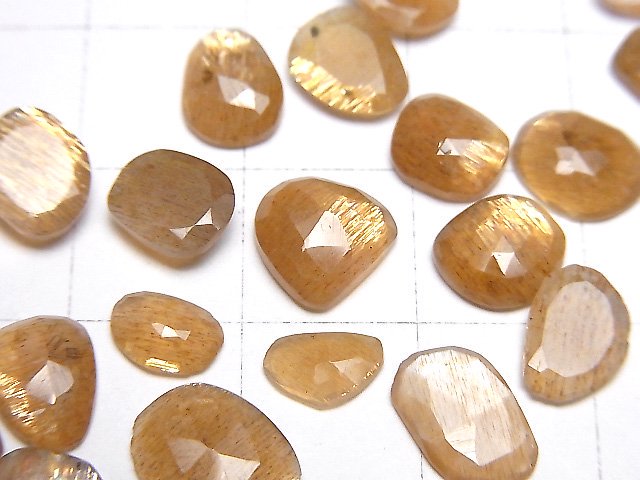 【動画】宝石質ゴールデンシャインムーンストーンAAA- ルース フリーフォーム 片面ローズカット 5個 サムネイル2