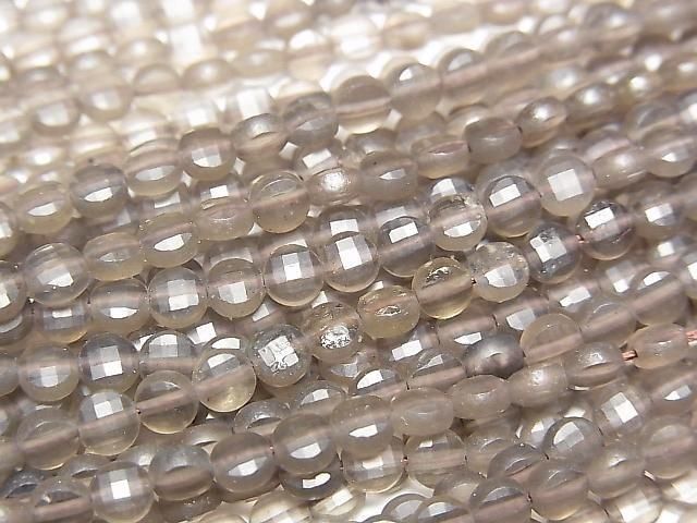 【動画】アイスオブシディアン コインカット4×4×2mm 1連(約36cm)の画像