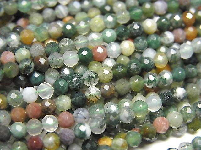 【素晴らしい輝き】インディアンアゲート ラウンドカット3mm 1連(約36cm)の画像
