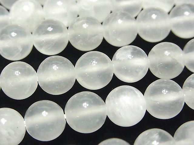 セレナイト(ジプサム) ラウンド8mm 1連(約36cm)の画像
