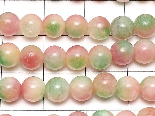 レッド&グリーンジェード ラウンド6mm 1連(約36cm) サムネイル2