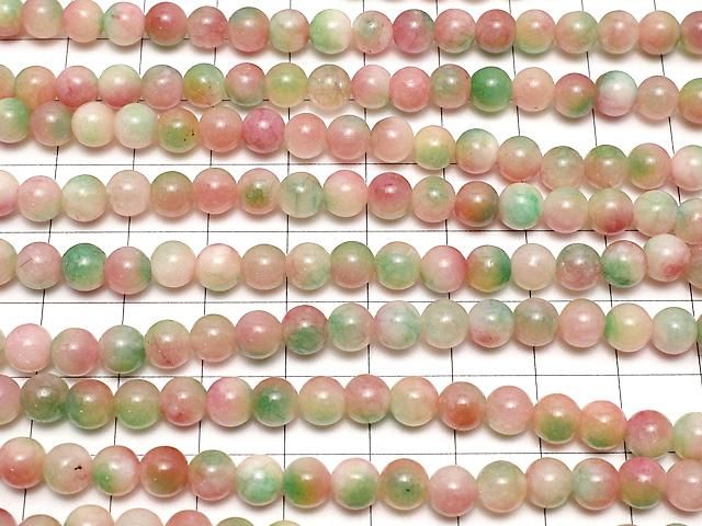 レッド&グリーンジェード ラウンド6mm 1連(約36cm) サムネイル3