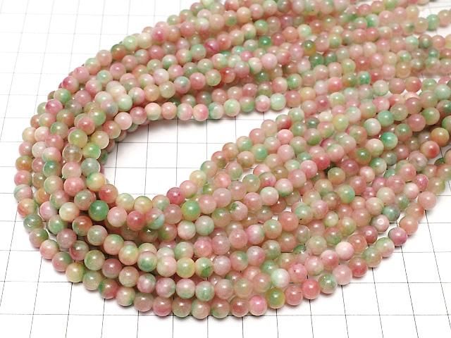 レッド&グリーンジェード ラウンド6mm 1連(約36cm) サムネイル4