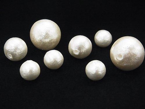 日本製コットンパール ホワイト 片穴ラウンド16mm 2粒の画像
