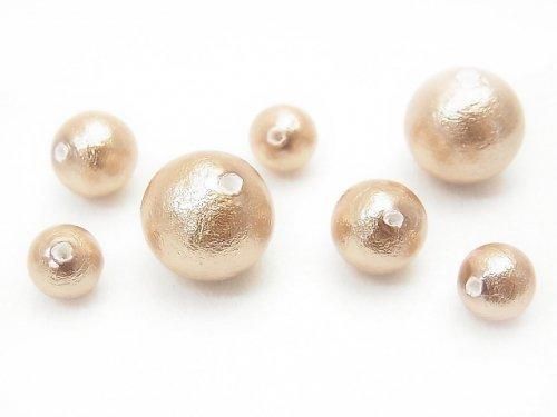 日本製コットンパール ベージュ 片穴ラウンド10mm 2粒の画像