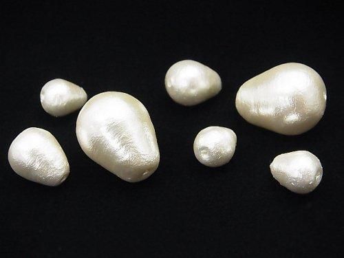 日本製コットンパール ホワイト ドロップ15×12mm 4粒の画像