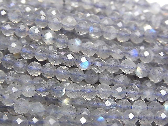 【動画】【素晴らしい輝き】宝石質ラブラドライトAAA- ラウンドカット4mm 1連(約36cm)の画像