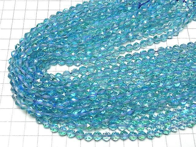 【素晴らしい輝き】アクアブルー ルナフラッシュ2 スターラウンドカット6mm 1連(約37cm) サムネイル4