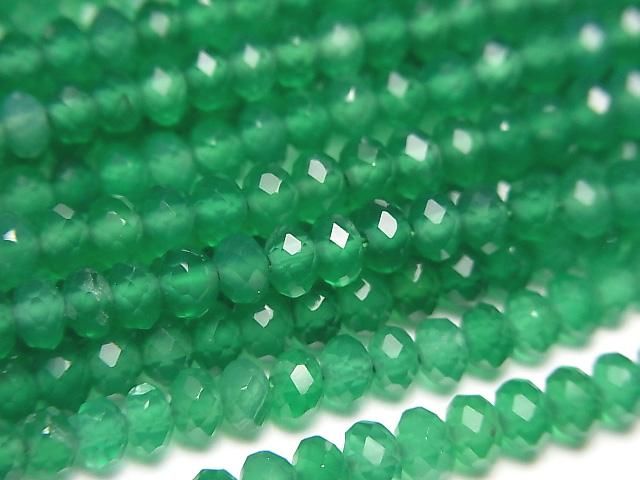 【動画】【素晴らしい輝き】グリーンオニキスAAA ボタンカット4×4×2.5mm 1連(約37cm)の画像