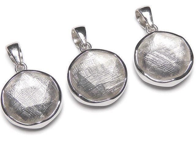 メテオライト(ムオニナルスタ隕石) ペンダントトップ 両面仕上げ14mm SILVER925製の画像