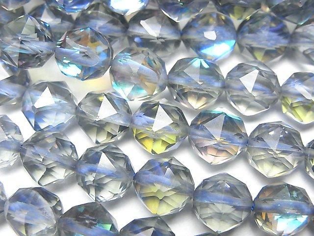 【動画】【素晴らしい輝き】グレイッシュブルールナフラッシュ スターラウンドカット8mm 1連(約36cm)の画像