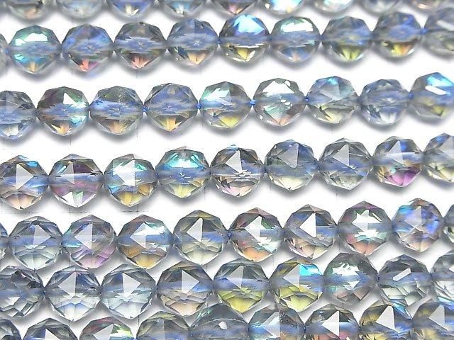 【動画】【素晴らしい輝き】グレイッシュブルールナフラッシュ スターラウンドカット8mm 1連(約36cm) サムネイル3