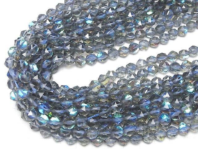 【動画】【素晴らしい輝き】グレイッシュブルールナフラッシュ スターラウンドカット8mm 1連(約36cm) サムネイル4