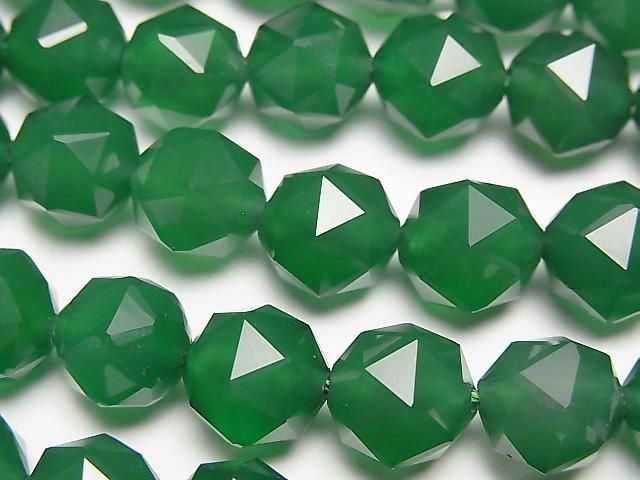 【動画】【素晴らしい輝き】グリーンオニキスAAA スターラウンドカット10mm 1連(約37cm)の画像