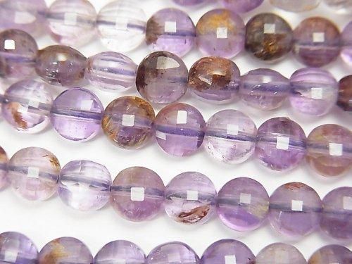 【素晴らしい輝き】ガーデンアメジストAA++ コインカット6×6×3mm 1連(約37cm)の画像