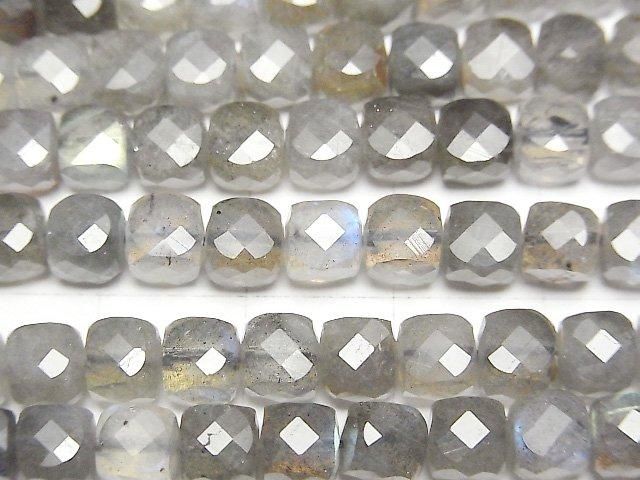 【動画】【素晴らしい輝き】ラブラドライトAA++ キューブカット5×5×5mm 半連/1連(約37cm) サムネイル2