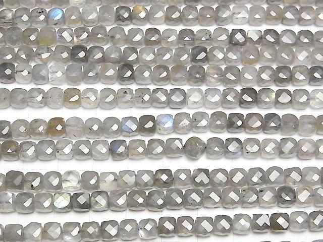 【動画】【素晴らしい輝き】ラブラドライトAA++ キューブカット5×5×5mm 半連/1連(約37cm) サムネイル3