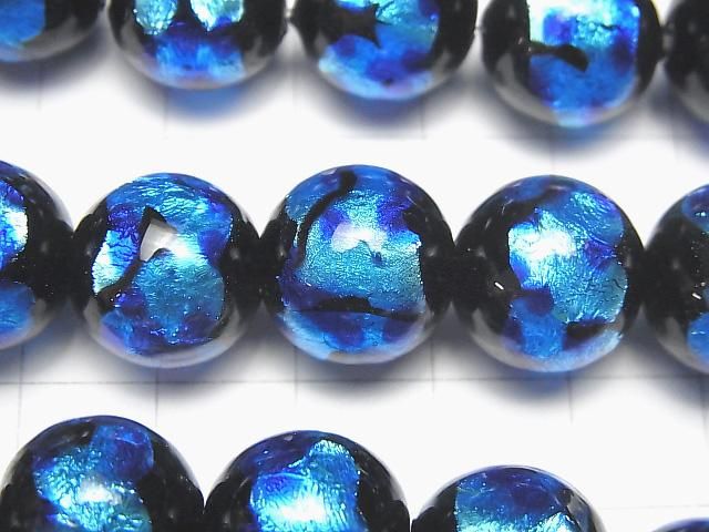 【動画】とんぼ玉 ラウンド14mm 【ブルー×ライトブルー】 1/4連~1連(約32cm) サムネイル2
