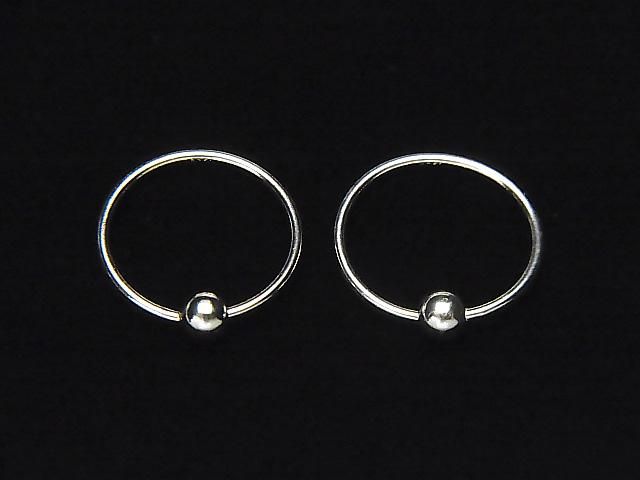Silver925 ラウンド付きフープピアス 12mm 1ペアの画像